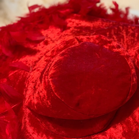 Dress Up Gigantic Red Feather Hat for the Holidays - Picture 3 of 5